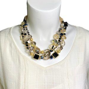 Statement Choker Necklace Layered Black